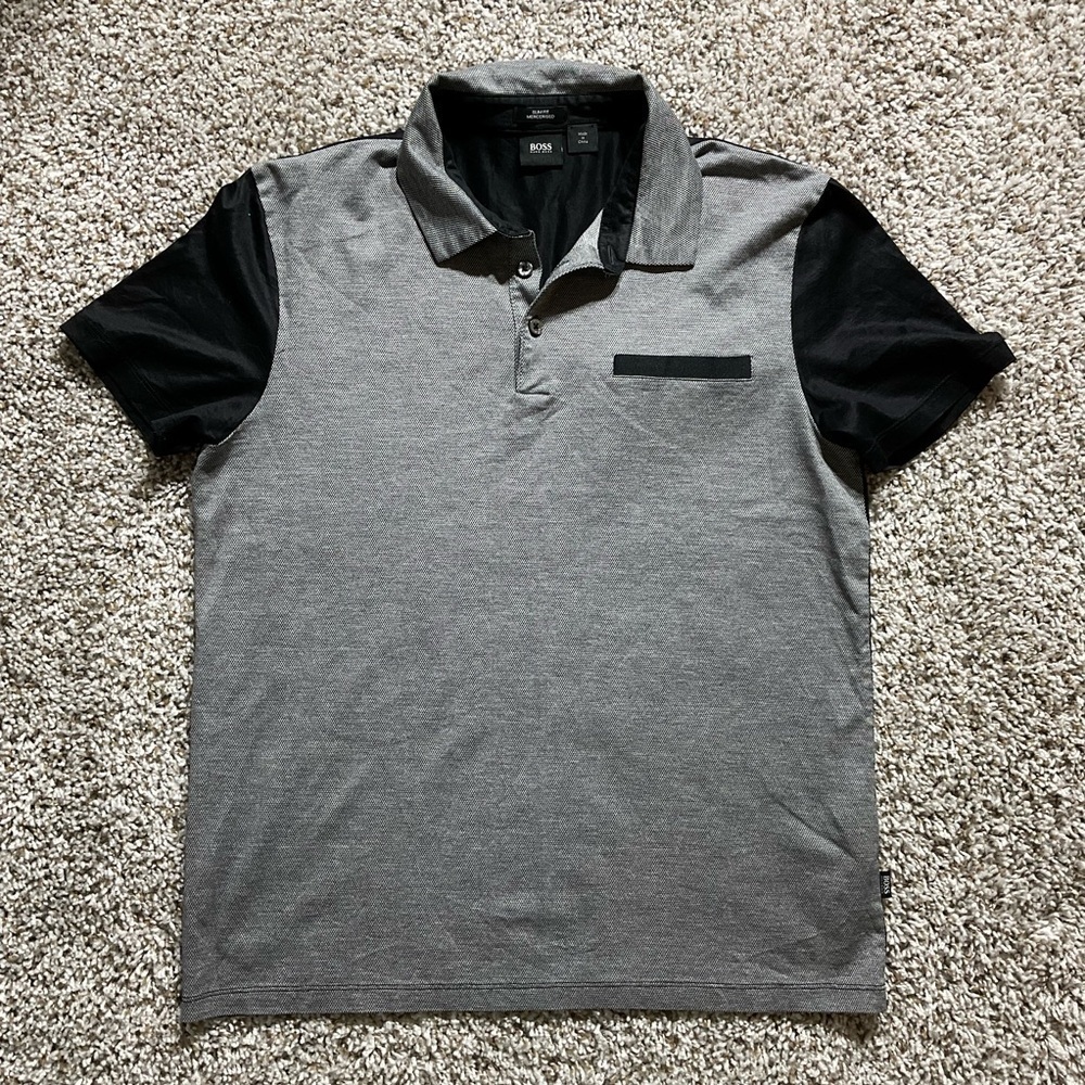 Boss Men's Polo in Gray and Black